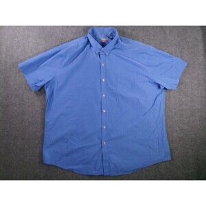 Van Heusen Shirt Men XXXL Blue Check Casual Traveler Classic Office Work Basic